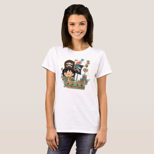 T-shirt Pirate et bateau de pirate (Devant entier)