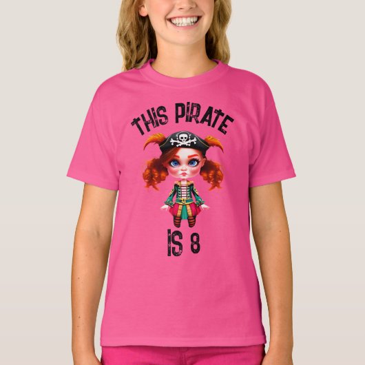 T-shirt Pirate filles thème fête d'anniversaire do-it-your (Devant)