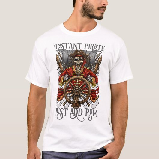 T-shirt Pirate Instantané Ajouter Juste Rum Halloween Crui (Devant)