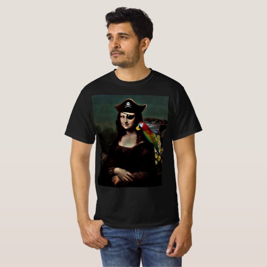 T-shirt Pirate Mona Lisa with Eye Patch (Devant entier)