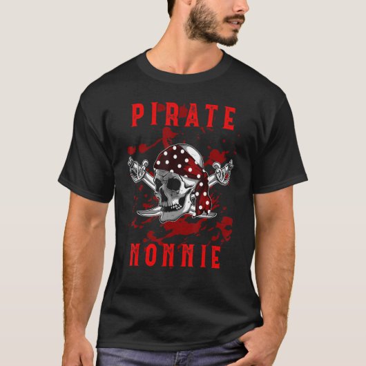 T-shirt Pirate Nonnie Cool Skeleton Family Birthday Squad (Devant)