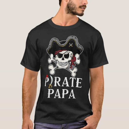 T-shirt Pirate Papa Costume Jolly roger Crossbones Pirate (Devant)