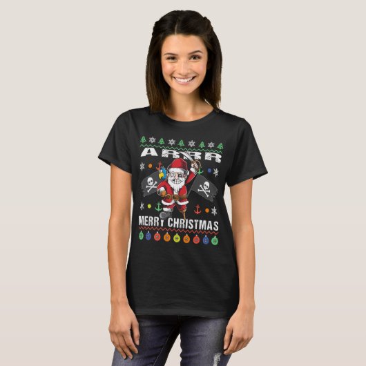 T-shirt Pirate Père Noël Tacky Joyeux Noël (Devant entier)