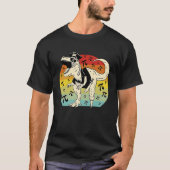 T-shirt Pirate Rex Dinosaur retro sunset Pie math (Devant)