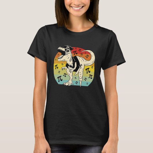T-shirt Pirate Rex Dinosaur retro sunset Pie math (Devant)
