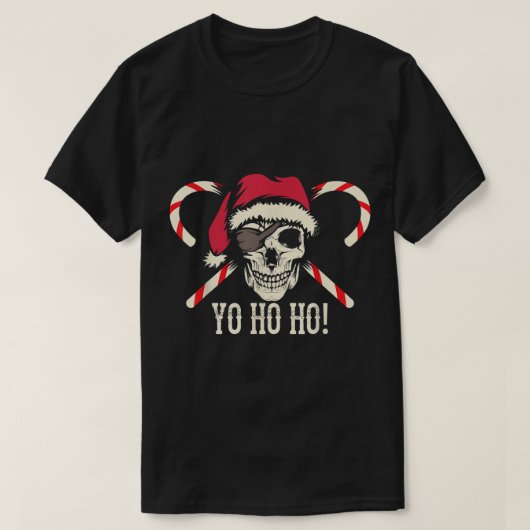 T-shirt Pirate Santa Skull Yo Ho Ho Design (Design devant)