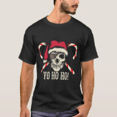 T-shirt Pirate Santa Skull Yo Ho Ho Design (Devant)
