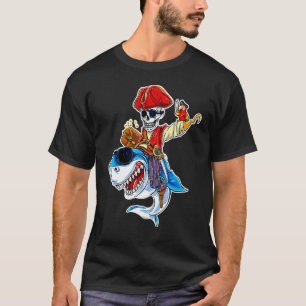 T-shirt Pirate Skeleton équitation Shark Halloween Party 2