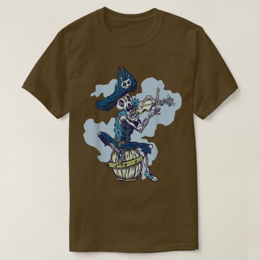 T-shirt Pirate Skeleton Skull Power Music Joue Violon T-S (Design devant)