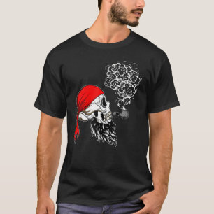 T-shirt Pirate Smoke Skull Beard Sea Sailor Crew Ship Tre