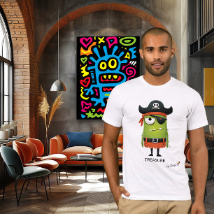 T-shirt Pirate vert TRÉSORERIE - Par conception Fun Or