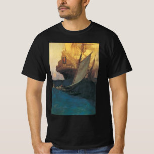 T-shirt Pirate Vintage, Attaque d'un galion par Howard Pyl