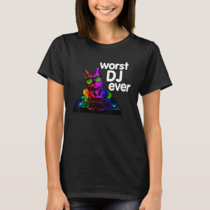 T-shirt Pire Dj Jamais Chat Sarcastique Musique Pun