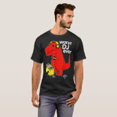 T-shirt Pire Dj Jamais Drôle T Rex Dinosaur Musique Sarcas (Devant entier)