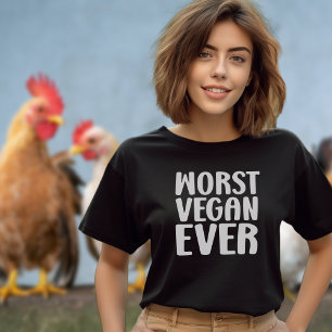 T-shirt Pire Vegan jamais, activisme noir et blanc