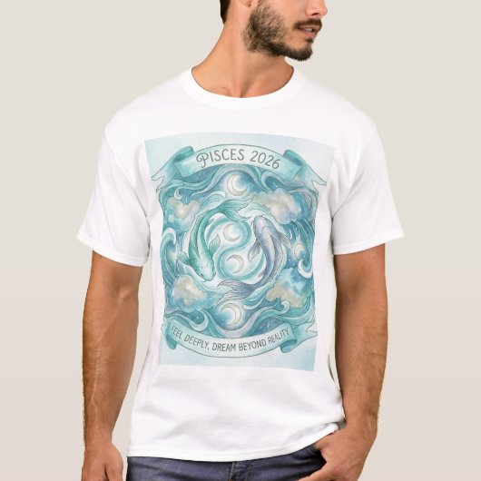 T-shirt Pisces 2026 Zodiac Twin Fish Mandala – Intuition & (Devant)