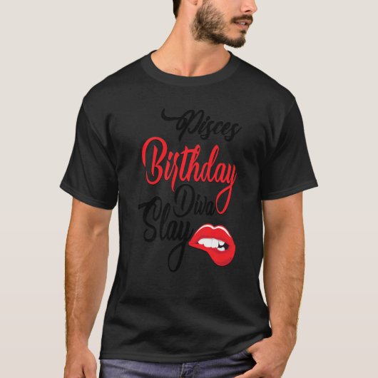 T-shirt Pisces Queen Février Mars Fille Anniversaire Diva (Devant)