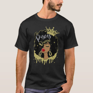 T-shirt Pisces Queen Melanin Black Femmes Horoscope Black 