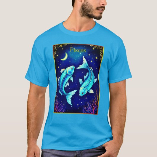 T-shirt Pisces Zodiac Fish Swimming in Cosmic Waters (Devant)