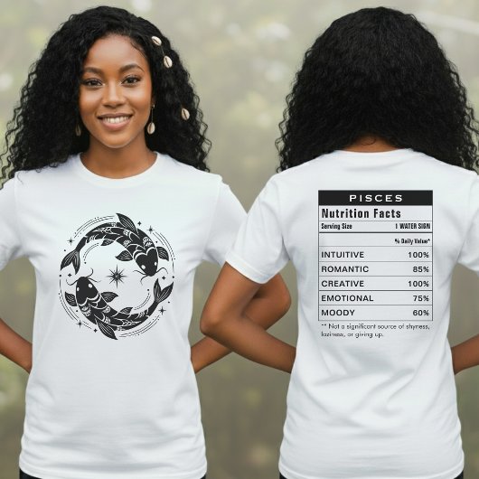 T-shirt Pisces Zodiac Sign Astrology Nutrition Facts