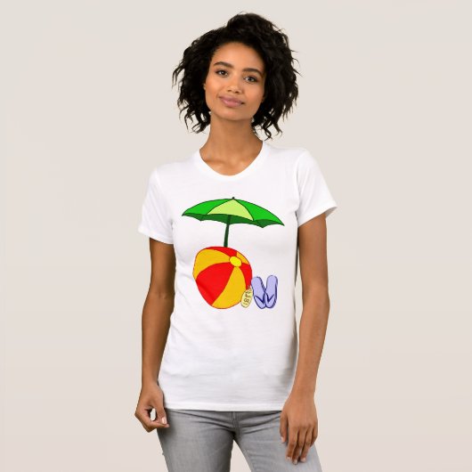 T-shirt Piscine Beach Ball Parapluie Tee (Devant entier)