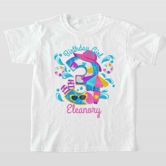 T-shirt Piscine fête troisième anniversaire été (Poser)