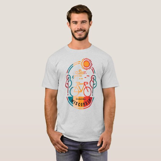T-shirt Piste cyclable Retro Wisconsin (Devant entier)