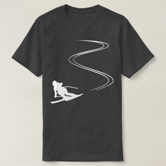 T-shirt Piste de ski dans la neige, ski (Design devant)