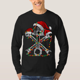 T-shirt Piston Wrench Santa Hat Feux de Noël Véhicule