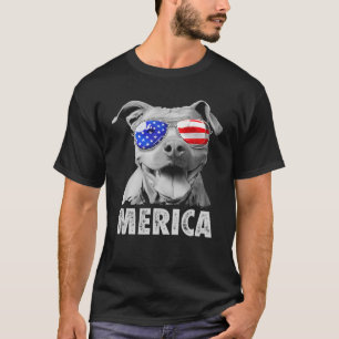 T-shirt Pit Bull 4 juillet Merica Hommes Drapeau Américai