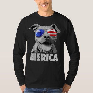 T-shirt Pit Bull 4 juillet Merica Hommes Drapeau Américain