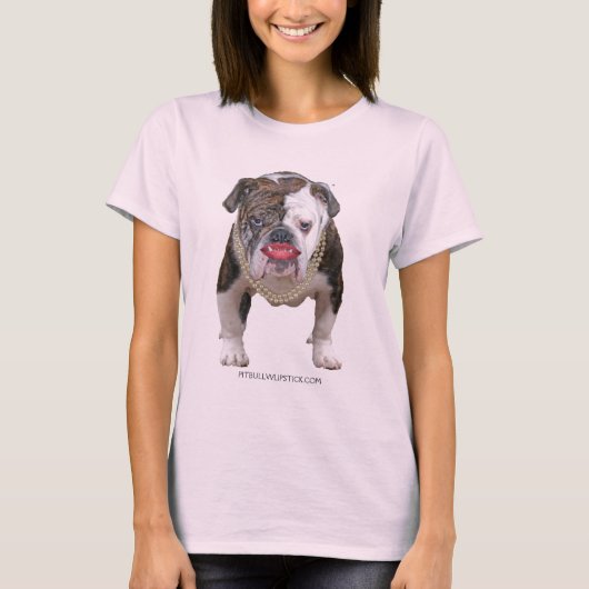 T-shirt Pit Bull avec Lipstck et perles (Devant)
