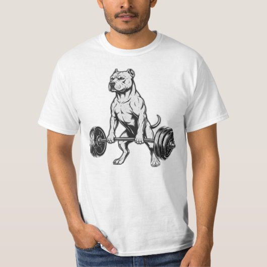 T-shirt Pit Bull de Force Soulève des Poids (Devant)