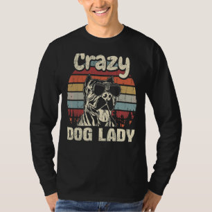 T-shirt Pit Bull Fou Chien Lady Fête Vintage Mère Retr