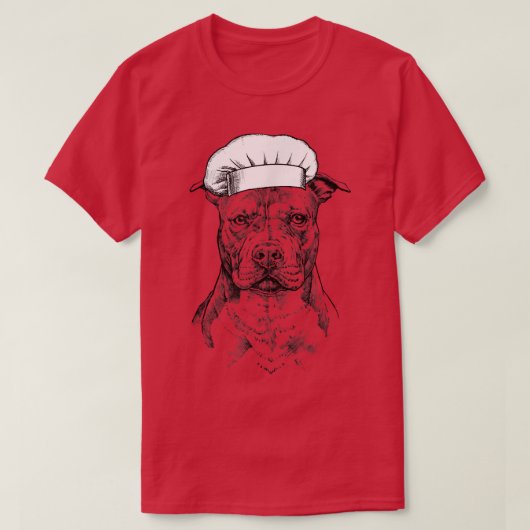 T-shirt Pit Bull Pittie Dog Cook Chef Funny Cooking (Design devant)