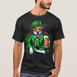 T-shirt Pit Bulles tenue Saint Paddys Day pour le chien am