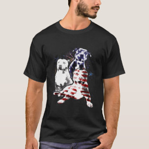 T-shirt Pitbull American Flag Star Grilles blanches