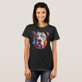 T-shirt Pitbull Art Splash Chien Coloré (Devant entier)