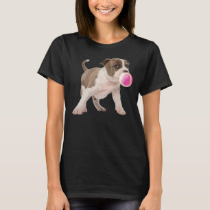 T-shirt Pitbull Chews Gum Bubble Chiens Chiens Chiots