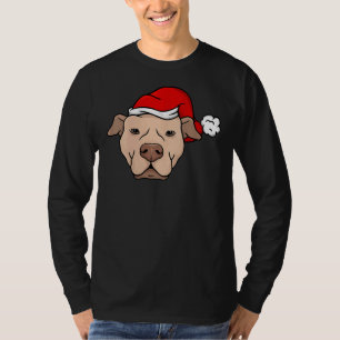 T-shirt Pitbull Chien avec le chapeau de Père Noël drôle P