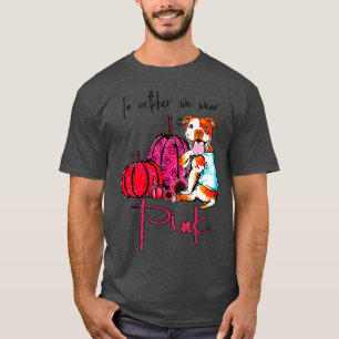 T-shirt Pitbull Chien En Octobre Nous Portons Pink Ribbon