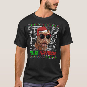 T-shirt Pitbull Chien Feliz Navidog Noël drôle