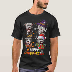 T-shirt Pitbull Chien Hallothanksmas Halloween Thanksgivin
