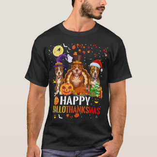 T-shirt Pitbull Chien Hallothanksmas Halloween Thanksgivin