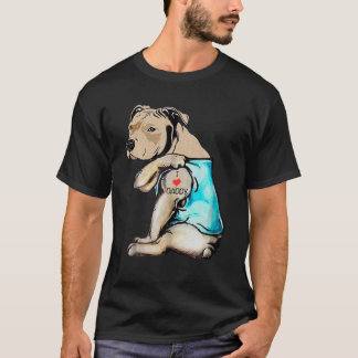 T-shirt Pitbull Chien I Love Papa Tattoo Drôle Papa Pitbul