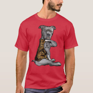 T-shirt Pitbull Chien j'aime maman tatouage drôle