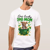 T-shirt Pitbull Chien Maman Irlandais Shamrock Vert St Pat (Devant)