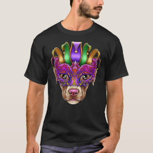 T-shirt Pitbull Chien Mardi Gras Masque Jester Casquette P