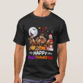 T-shirt Pitbull Chien Noël Hallothankmas Joyeux Thanksgi (Devant)