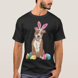 T-shirt Pitbull Chien Oeufs de lapin de Pâques Costume de